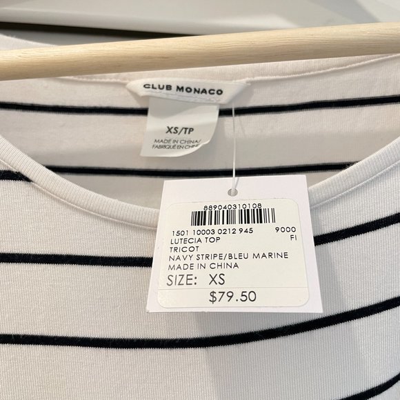 Club Monaco Navy Striped Long Sleeve Linen - Picture 2 of 12